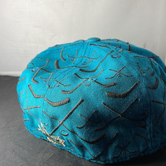 San Jose Sharks NHL Zephyr fitted hat size7 3/4 hockey stick print - Picture 4 of 9